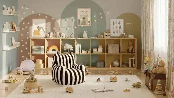 KIDS' CHAIR - BROWN/CREAM