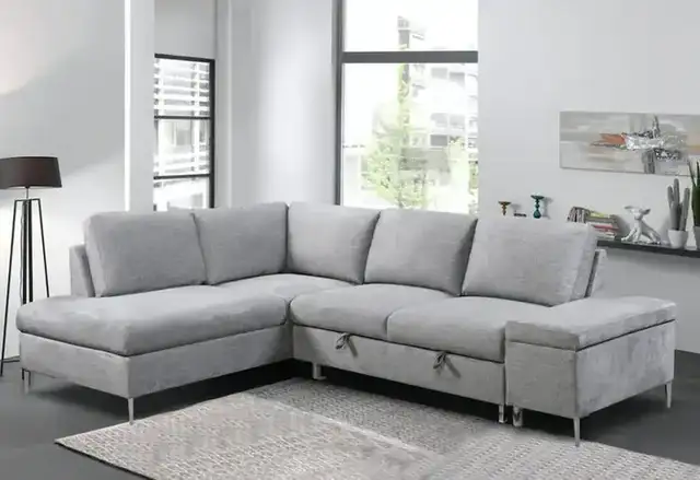 IF 9022 - LHF Sofabed Sectional (Grey Fabric)