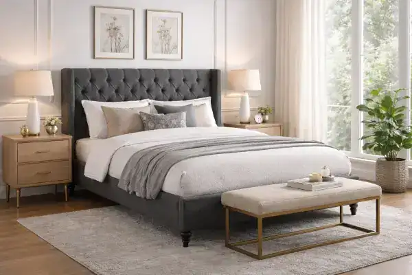 KING PLATFORM BED - GREY