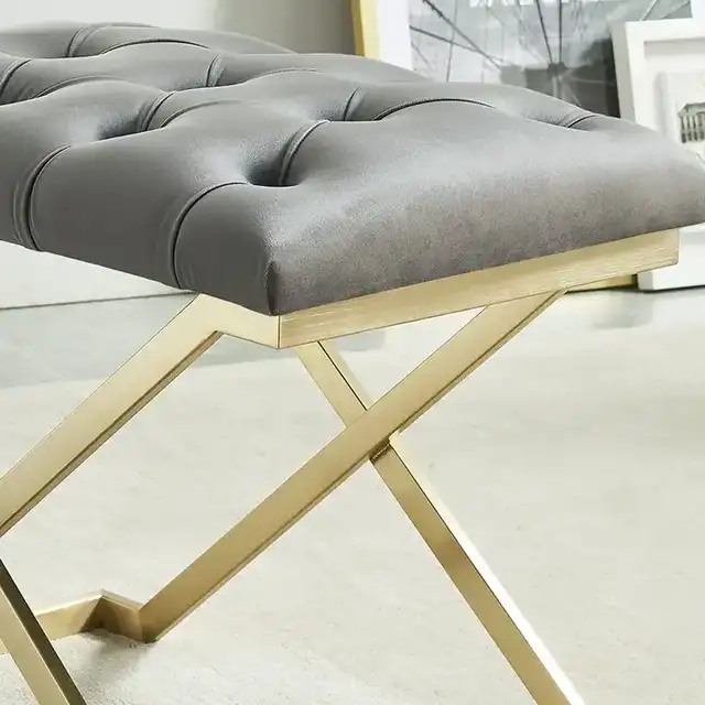 Rada Bench in Grey and Brushed Gold
