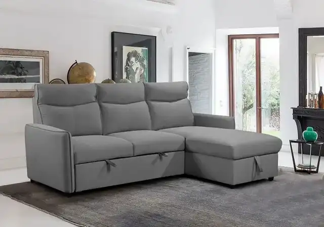 IF 9027 - Sofabed Sect. w/ Rev. Chaise (Grey Fabric)