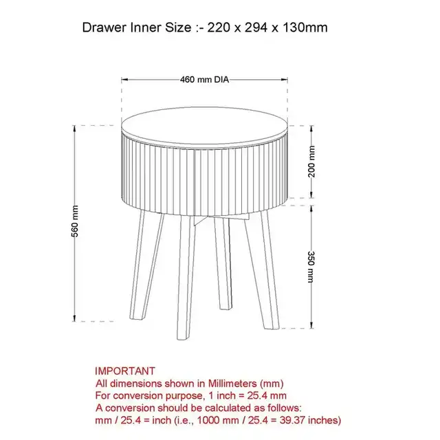 Balark Round 1 Drawer Accent Table in Natural