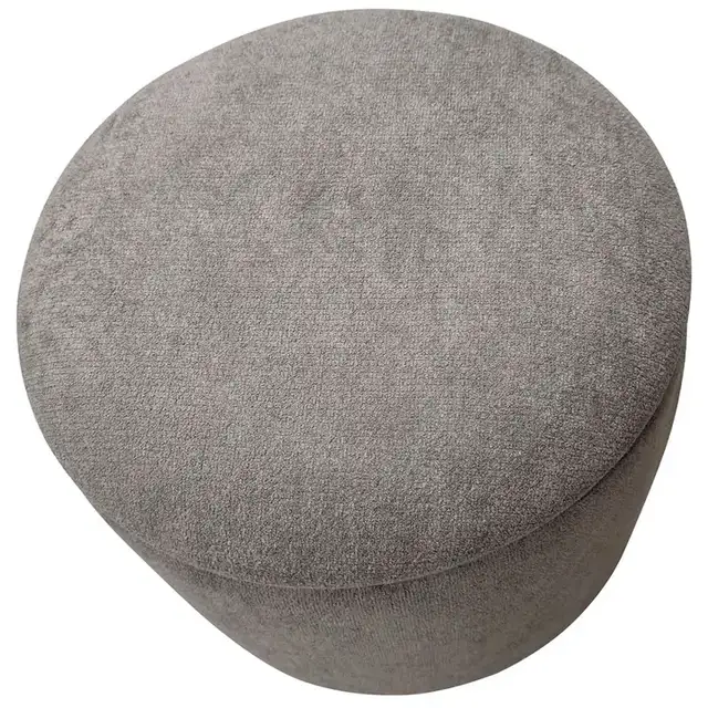 Sadie Round Storage Ottoman in Warm Charcoal and Natural