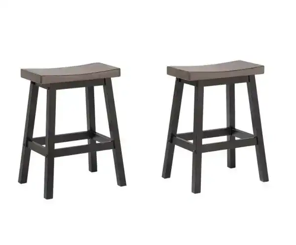 COUNTER STOOL, SET OF 2 - OAK/DARK GREY