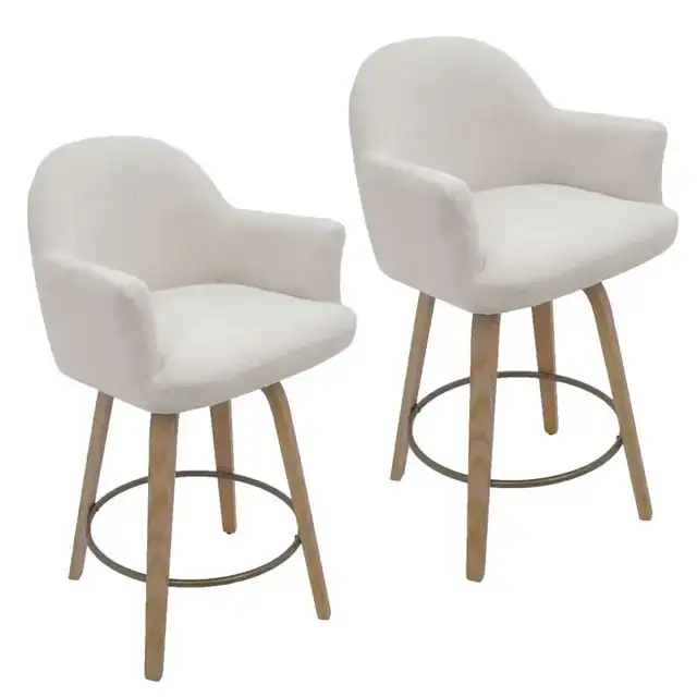 Torra 26" Counter Stool with Swivel, Set of 2 in Oat and Washed Oak