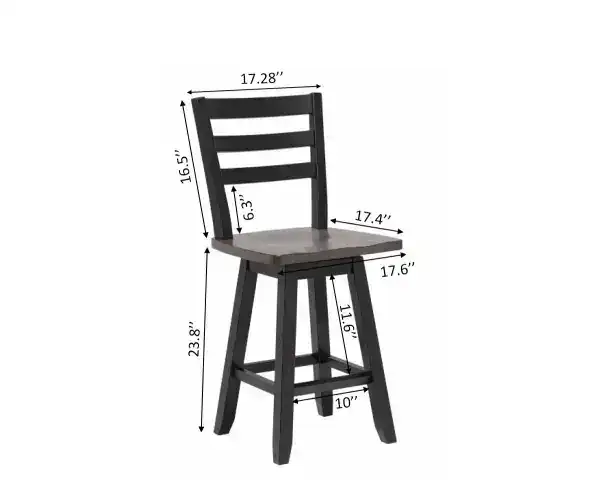 COUNTER STOOL, SET OF 2 - OAK/DARK GREY (OPEN BOX)