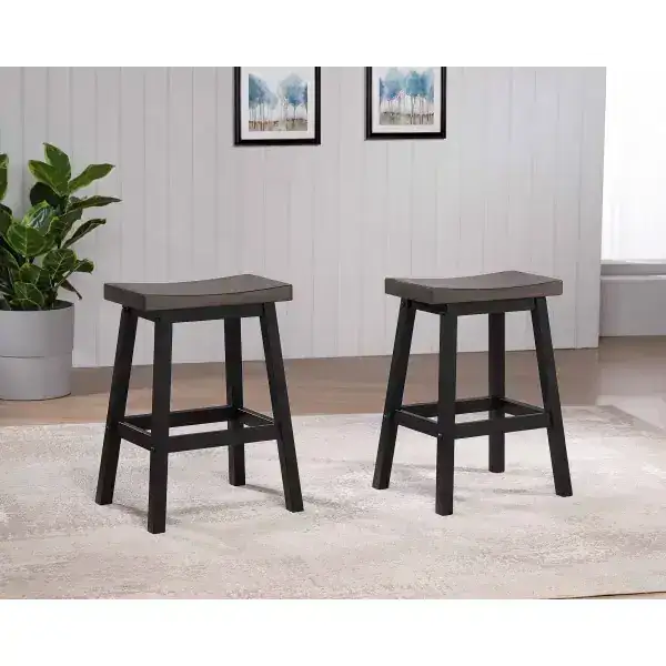 COUNTER STOOL, SET OF 2 - OAK/DARK GREY - (OPEN BOX)