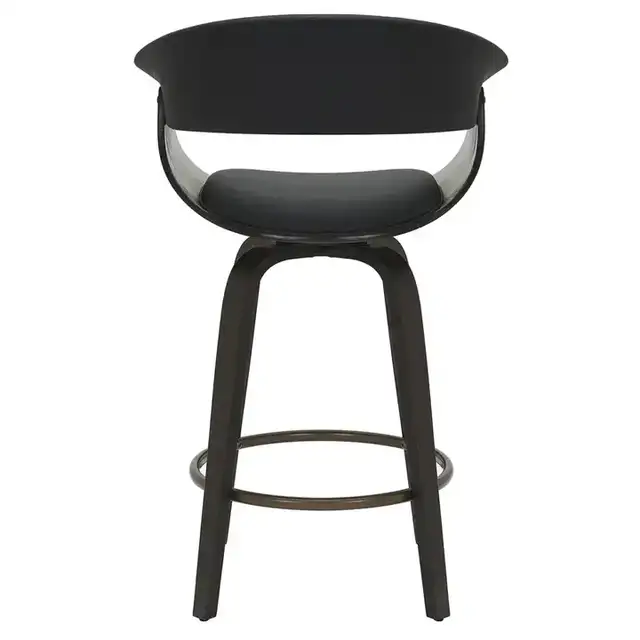 Holt 26" Counter Stool with Swivel, Set of 2 in Black and Walnut