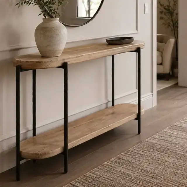 Johar Console Table, 52" in Natural and Black
