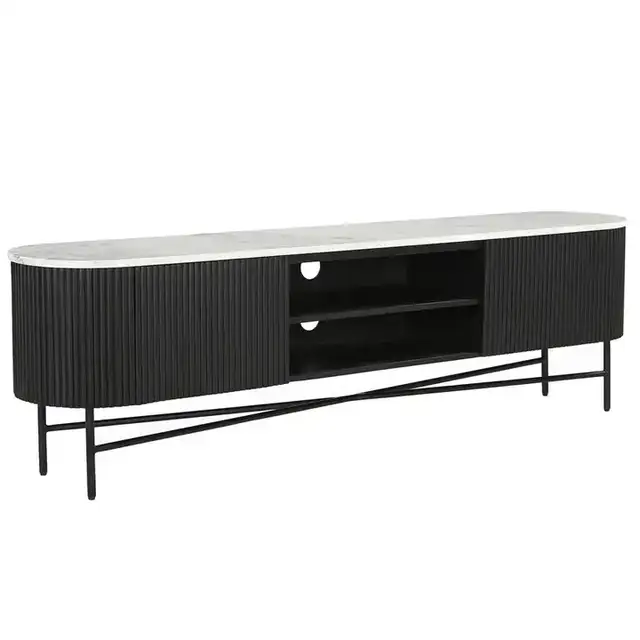 Reyna Media Cabinet, 71" in Black and White