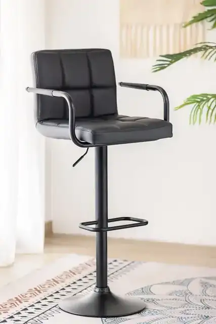 ST 7705 - Bar Stool - Black PU