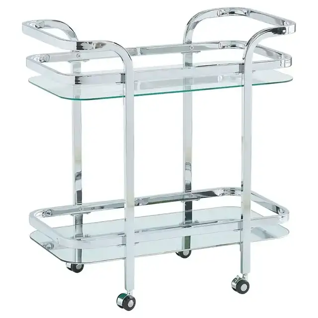 Zedd 2-Tier Bar Cart in Chrome