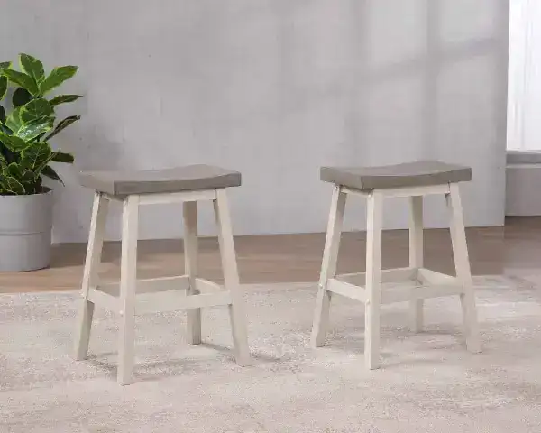 COUNTER STOOL, SET OF 2 - GREY/WHITE
