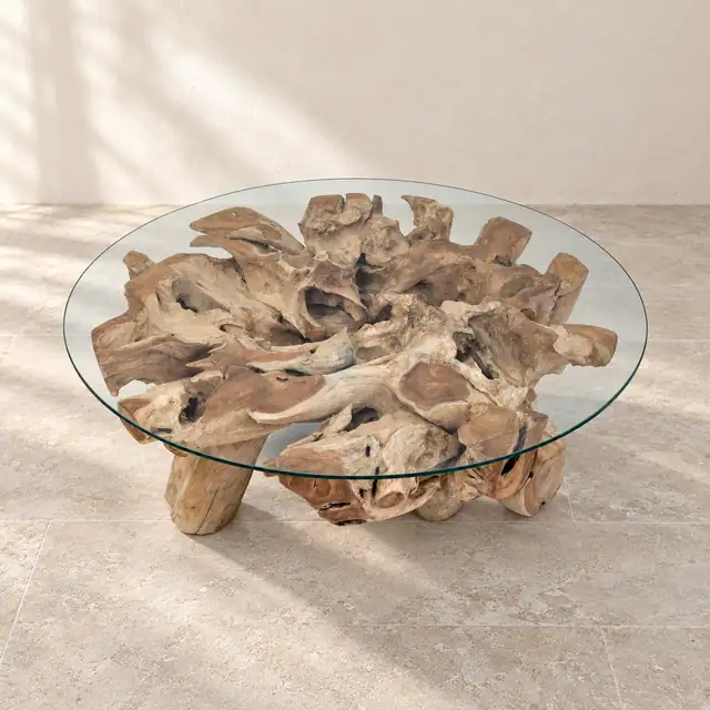 Amara Teak Root Coffee Table — Natural Wide