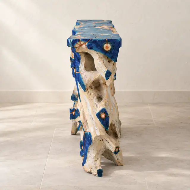 Blue River Teak Console — Side