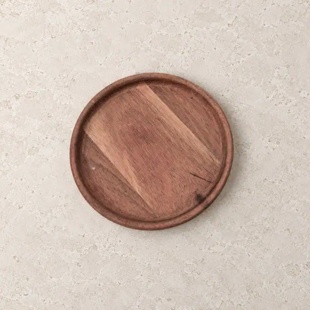 Round Solid Mahogany Serving Plate