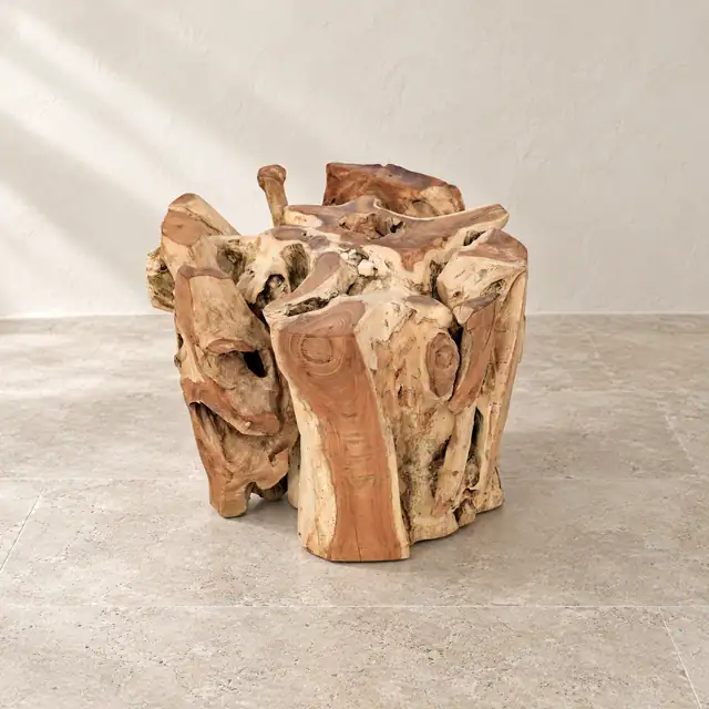 Amara Teak Root Coffee Table — Natural Base Detail