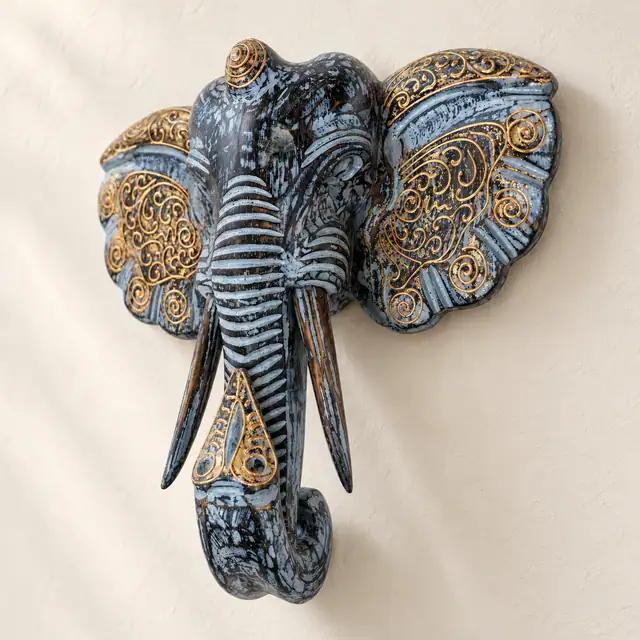 Elephant Head Wall Art — Three Quarter
