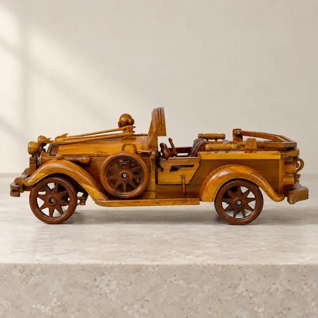 Handcrafted Teak Decorative Car