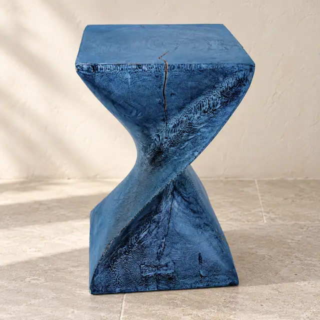 Twisted Suar Wood Accent Stool — Design 01