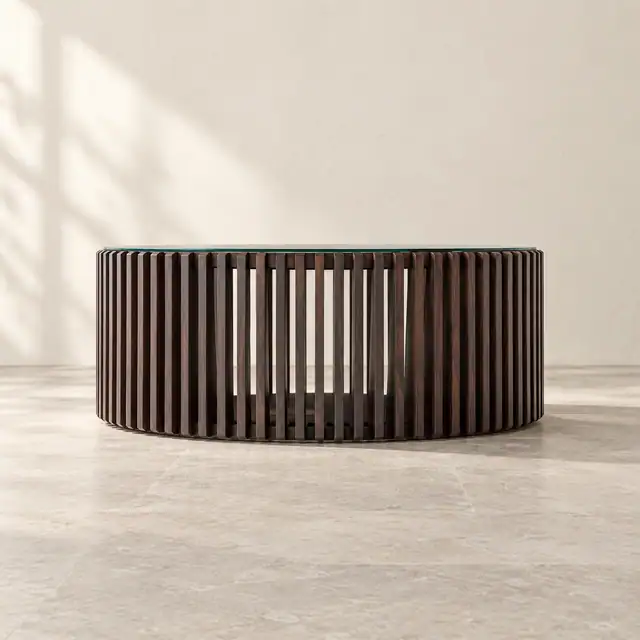 Teak Flute Coffee Table