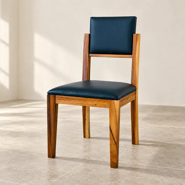 Solid Wood Dining Chair with Double Cushions — Three Quarter
