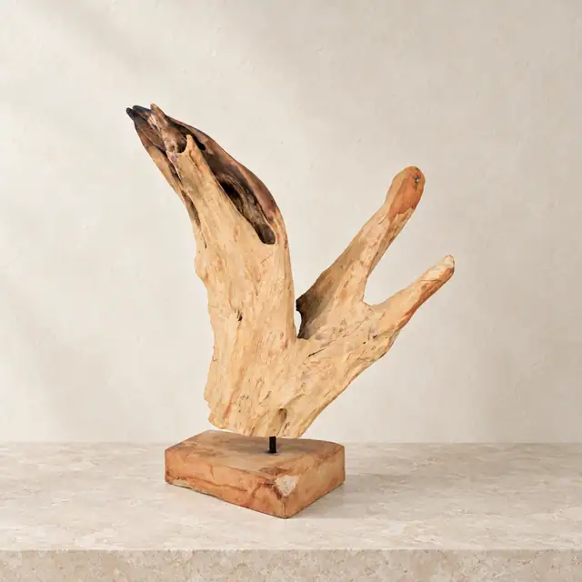 Hand-Carved Teak Tabletop Sculpture