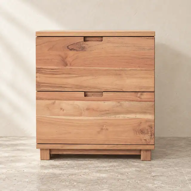 Solid Teak Bedside Nightstand