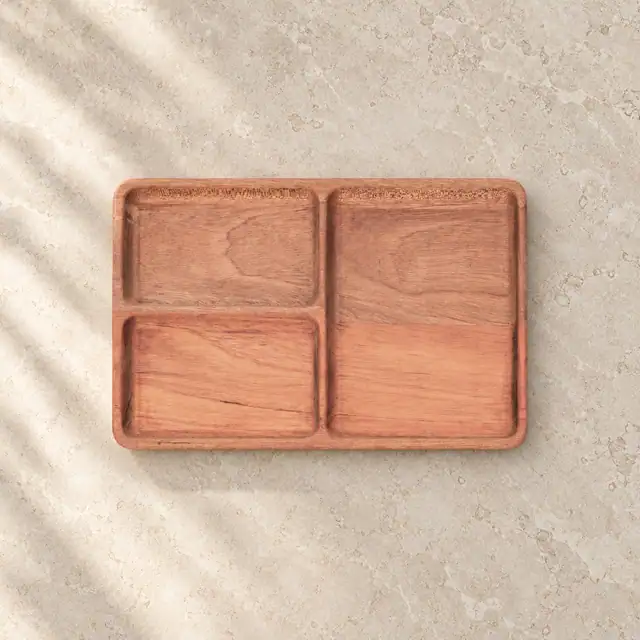 Solid Mahogany Divided Serving Plate