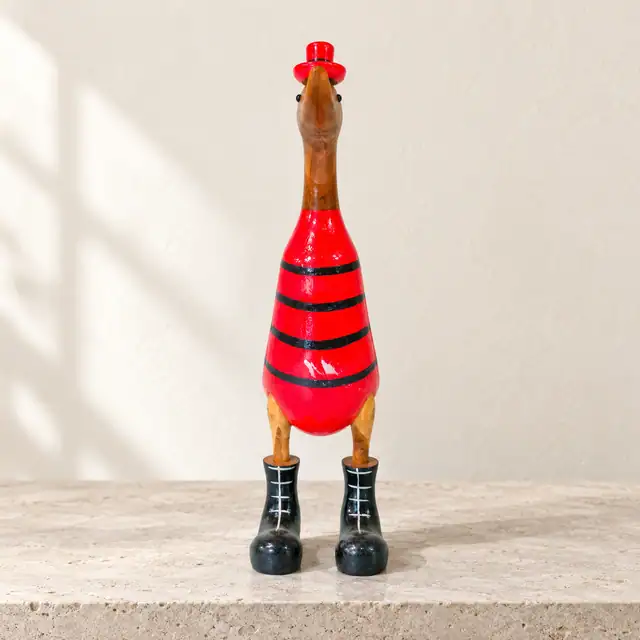 Handcrafted Teak Duck Sculpture — Design 01