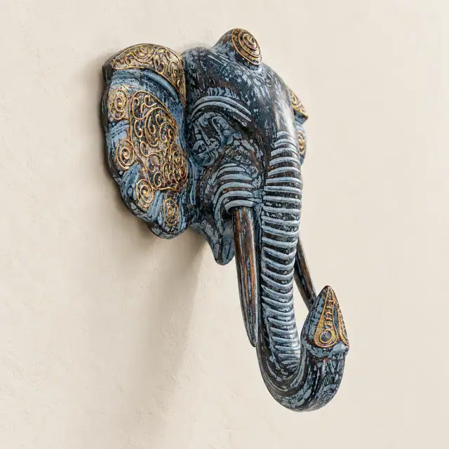 Elephant Head Wall Art — Oblique Side View