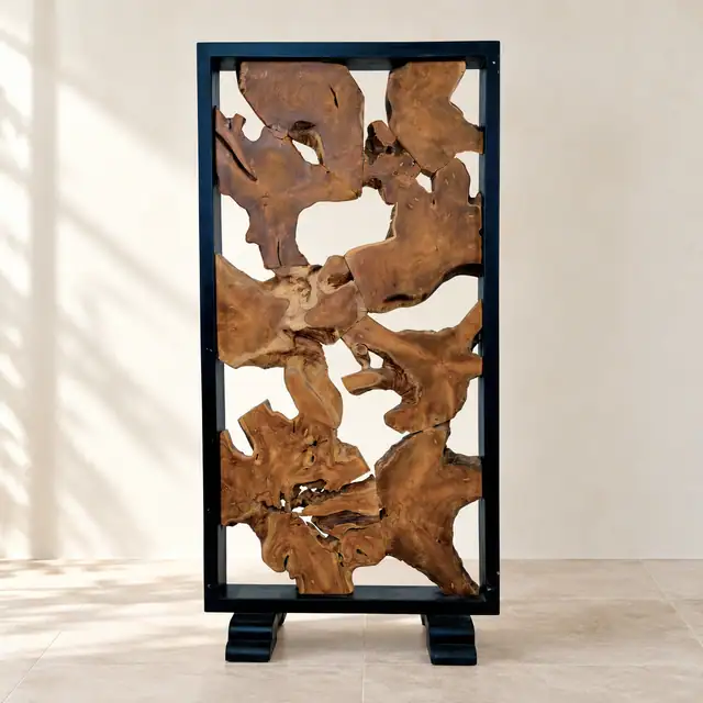 Live Edge Teak Decorative Room Divider