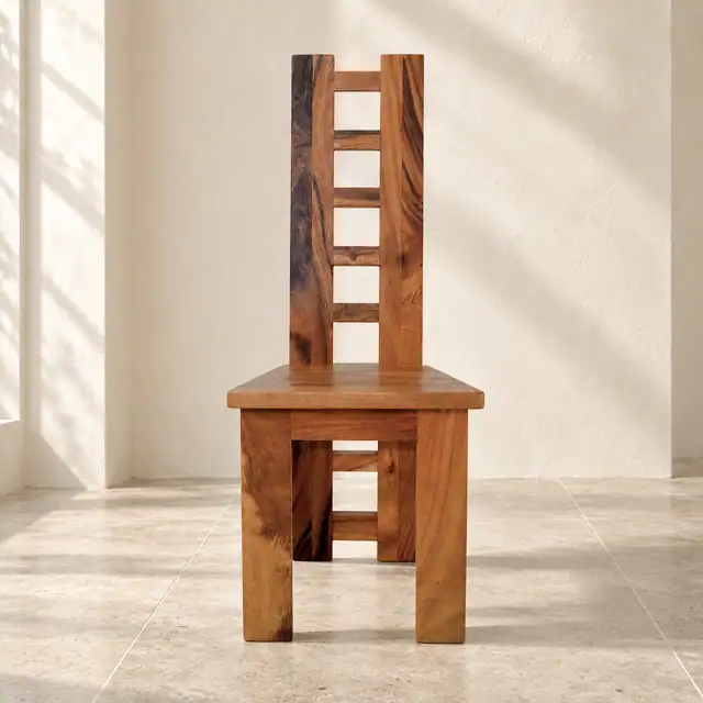 Solid Wood Dining Chair with Natural Grain