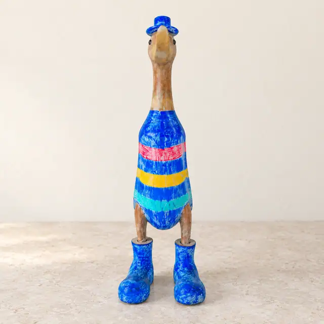 Handcrafted Teak Duck Sculpture — Design 03