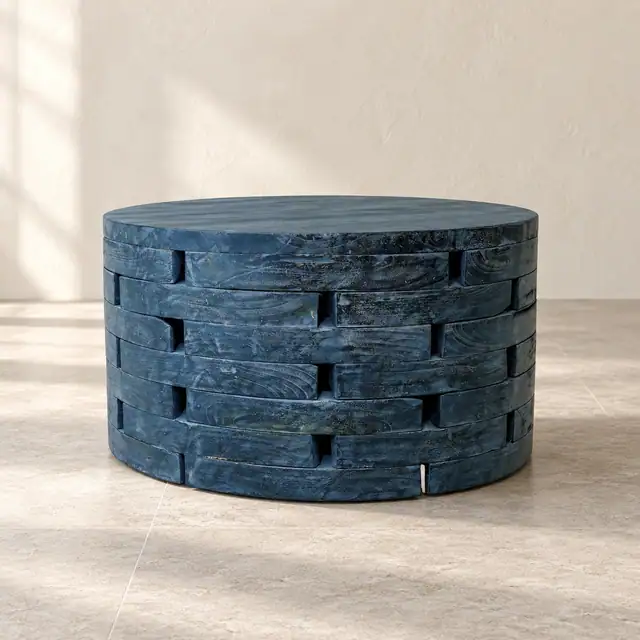 Brick-Pattern Teak Coffee Table — Design 02