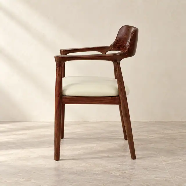 Solid Teak Dining Chair — Design 01 — Left Side Profile
