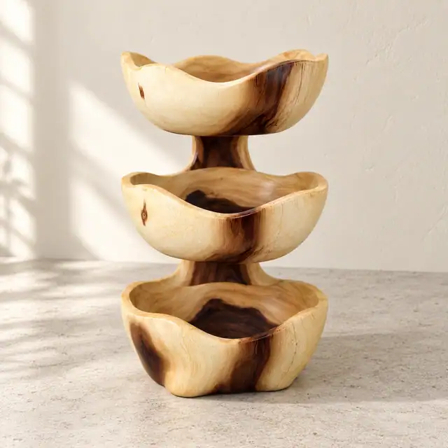 Three-Tier Suar Wood Display Stand