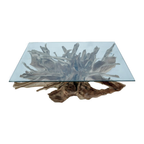 Amara Rectangle Teak Root Coffee Table (Flower)