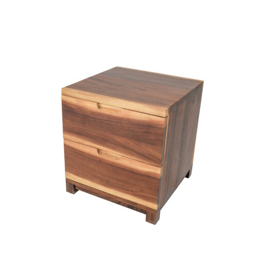Akira Double Drawer Solid Wood Night Stand