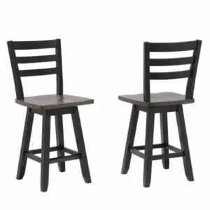 COUNTER STOOL, SET OF 2 - OAK/DARK GREY (OPEN BOX)