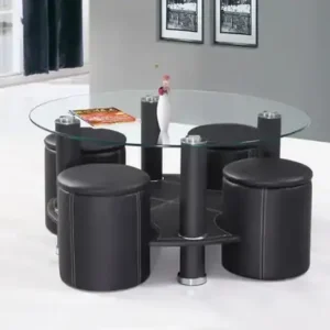 IF 2057 - Coffee Table & 4 Stools (Black)