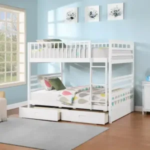 B 115 Double/Double Bunk Bed (Includes Set of Drawers) - White