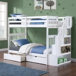 B 1847 - 39"/39" Bunk (White)(Reversible stairs)