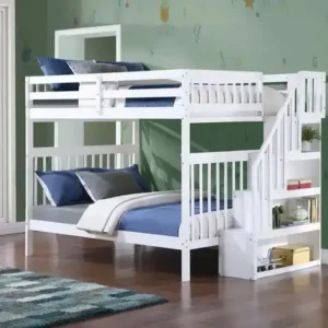 B 1857 - 54"/54" Bunk (White)(Reversible stairs)
