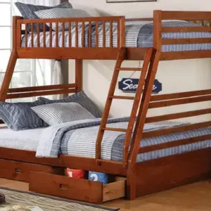 B 117 Single/Double Bunk Bed (Includes Set of Drawers) - Honey