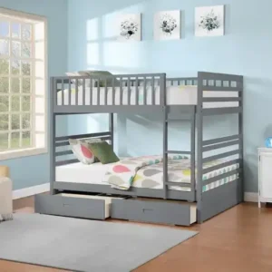 B 115 Double/Double Bunk Bed (Includes Set of Drawers) - G r e y