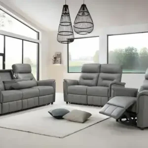IF 8141 (Grey Leather Match) - 3Pc Power Recliner Set