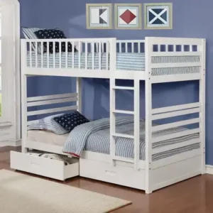 B 110 Single/Single Bunk Bed (Includes Set of Drawers) - White