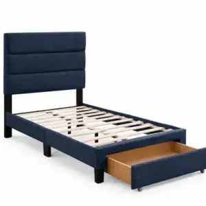 TWIN PLATFORM STORAGE BED - BLUE