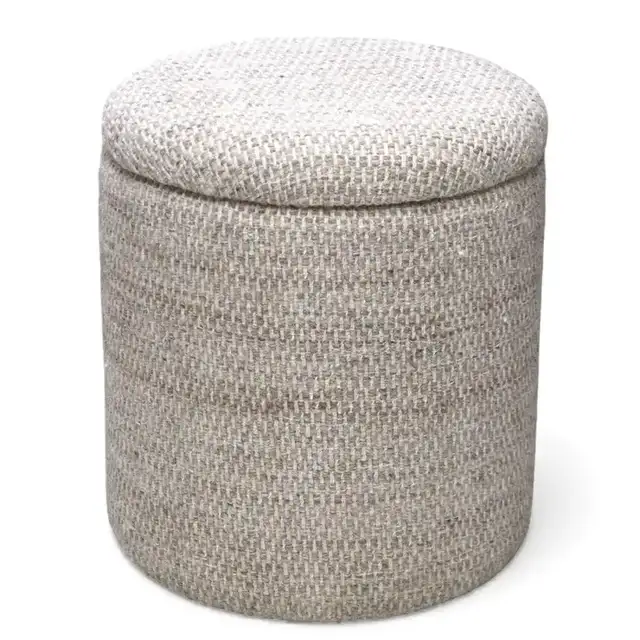 Dalia Round Storage Ottoman in Beige